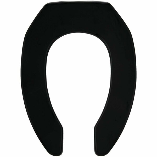 Mayfair Commercial STA-TITE Elongated Open Front Black Molded Plastic Toilet Seat 1955C-047